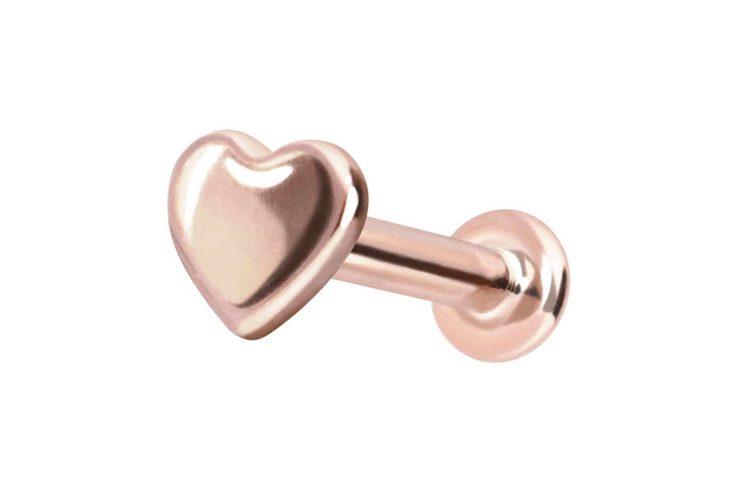 14 Karat Gold Labret Piercing mit Push Fit HERZ